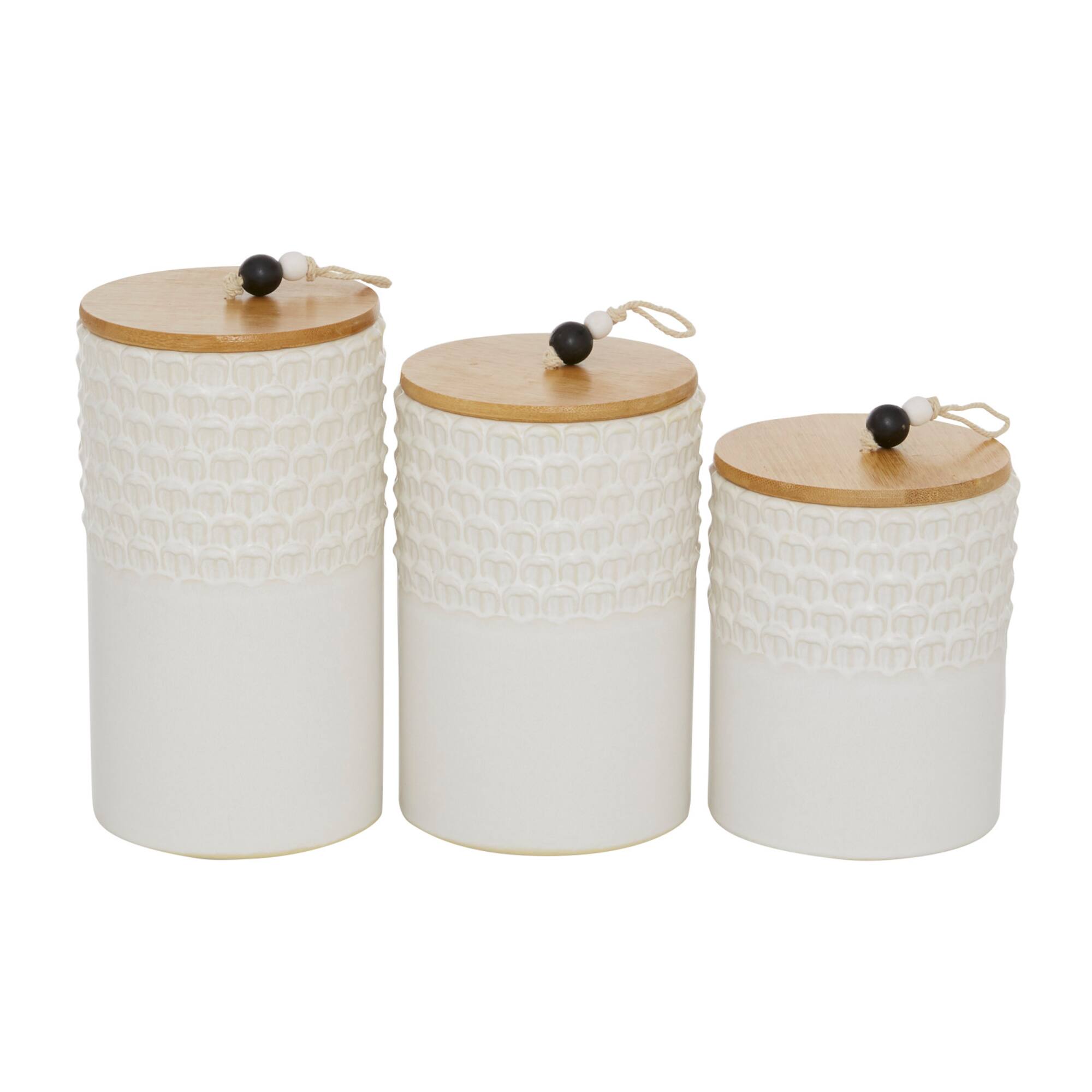White Ceramic Country Cottage Decorative Jar Set